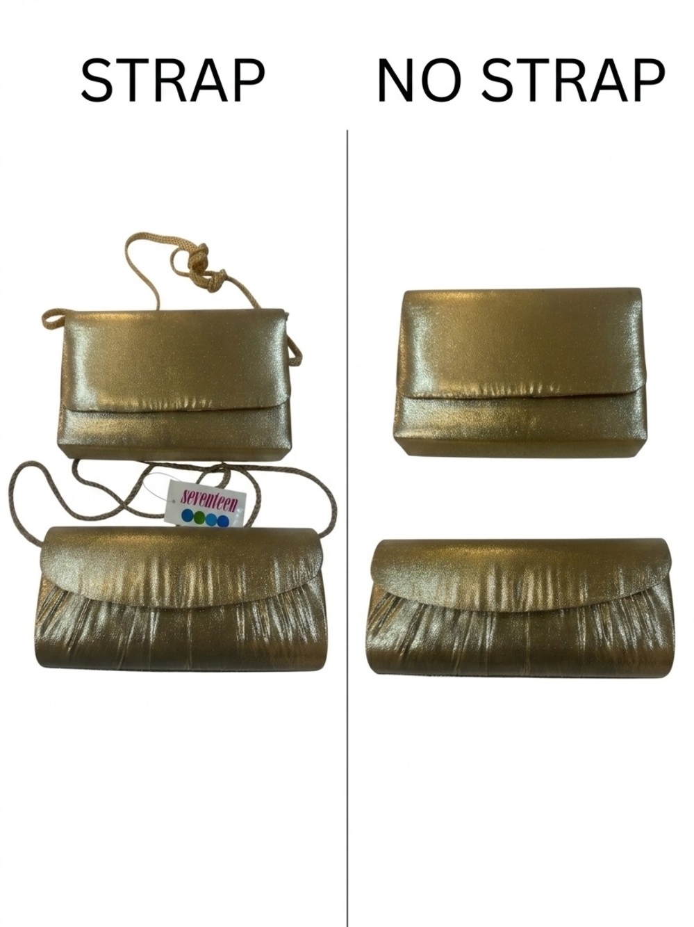 Vintage Metallic Gold Evening Clutch Bags Optional Strap La Regale & Seventeen